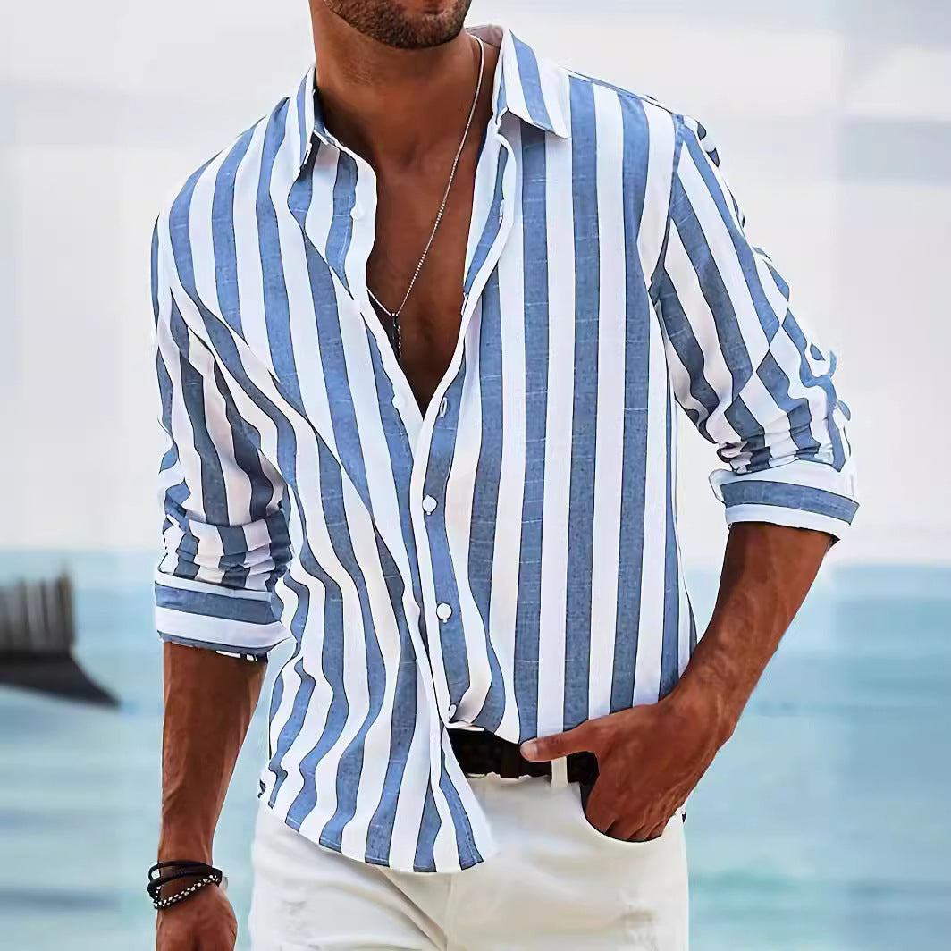 Sebastian Laurent | Luxury Striped Linen Shirt For Men