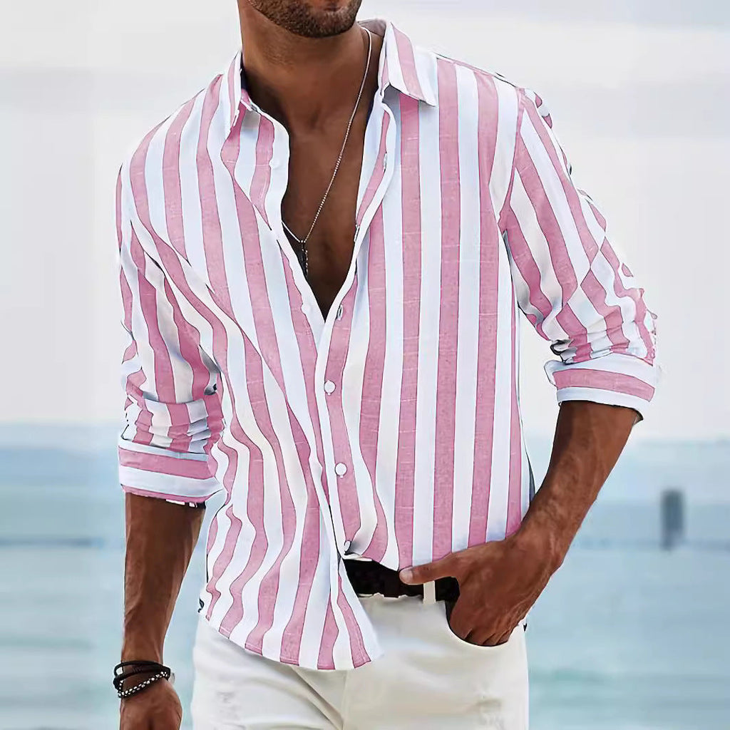 Sebastian Laurent | Luxury Striped Linen Shirt For Men