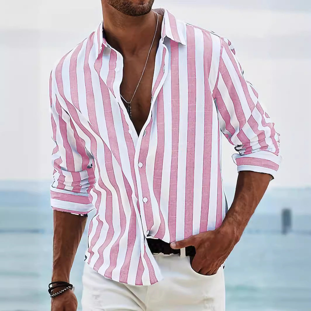 Sebastian Laurent | Luxury Striped Linen Shirt For Men