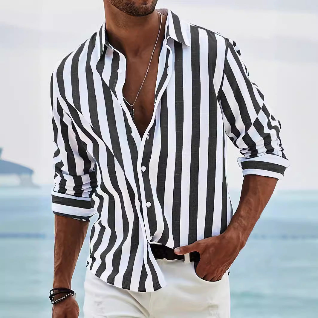 Sebastian Laurent | Luxury Striped Linen Shirt For Men