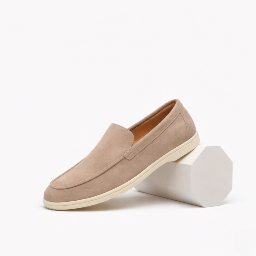 Ellis Radford | Taupe Suede Slip-On Loafers For Men