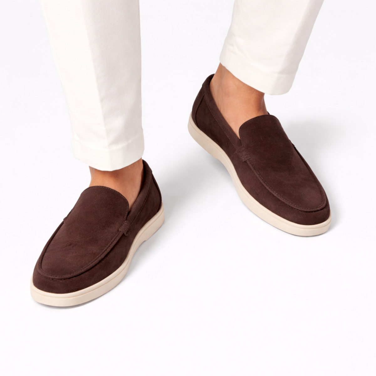 Ellis Radford | Taupe Suede Slip-On Loafers For Men