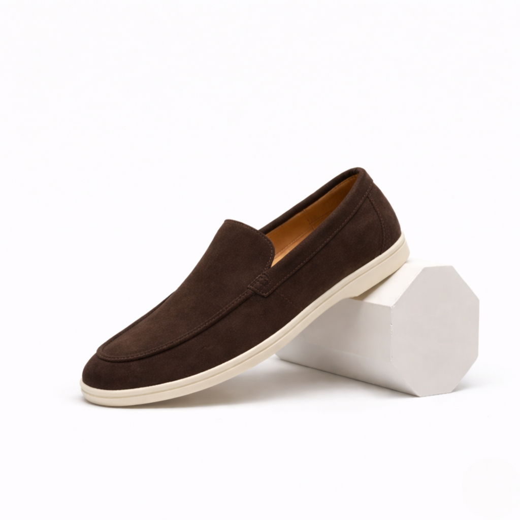 Ellis Radford | Taupe Suede Slip-On Loafers For Men