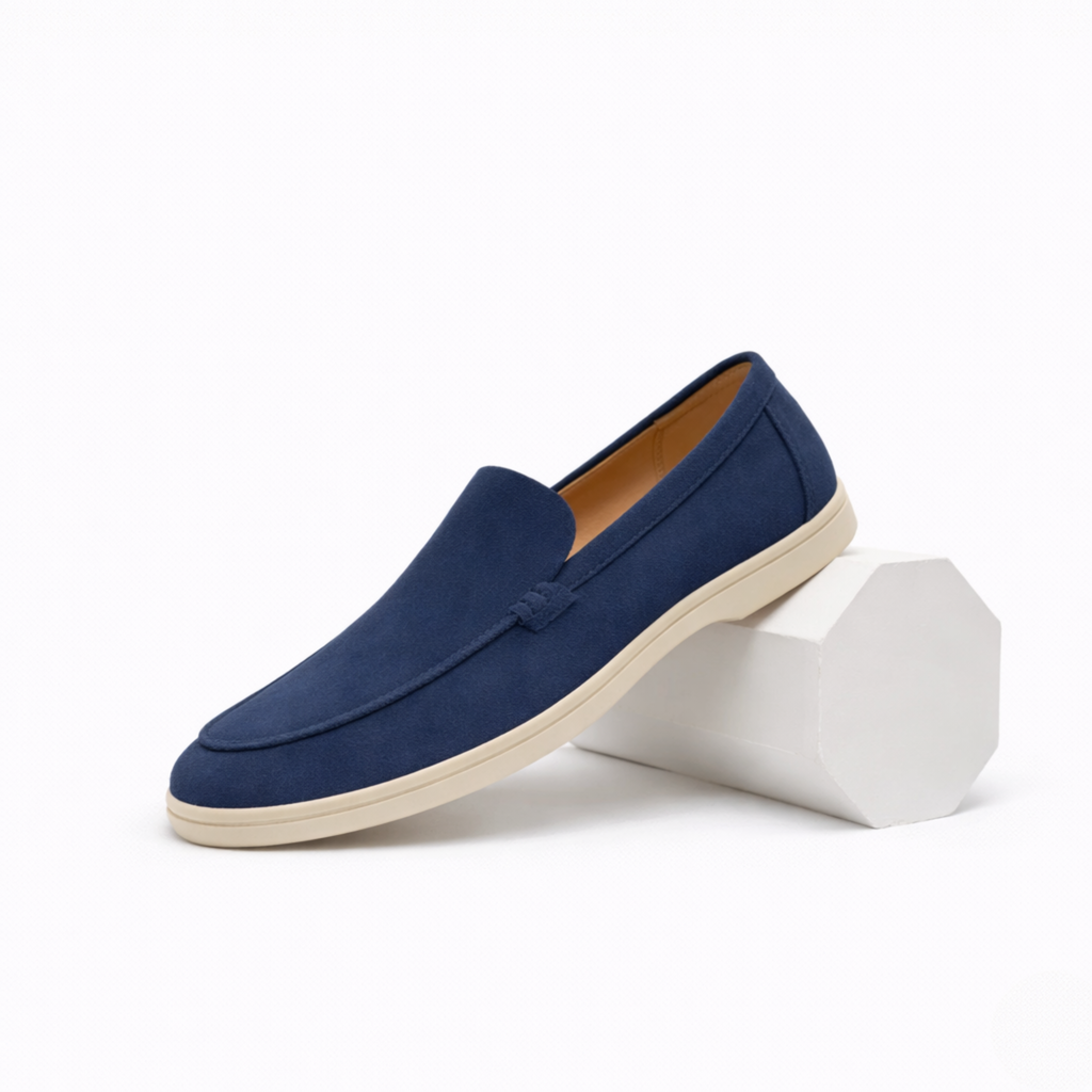 Ellis Radford | Taupe Suede Slip-On Loafers For Men