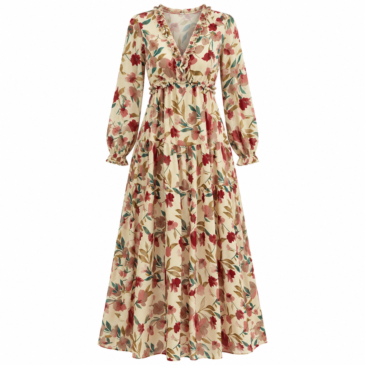 Lucia Bennett | Floral Maxi Dress With Tiered Skirt