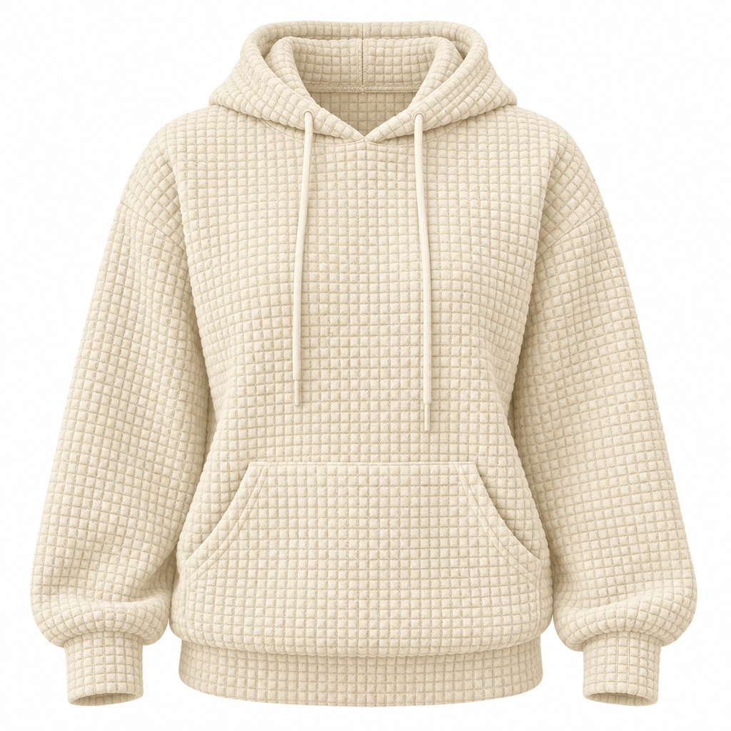 Lydia Cross | Waffle Knit Hoodie With Drawstring Detail