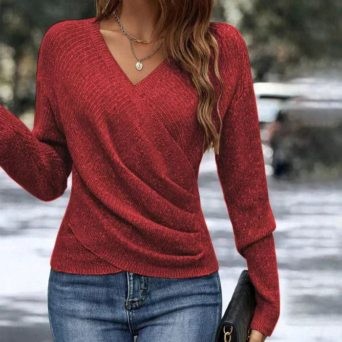 Roisin Delaney | Draped Wrap-Front Knit Top