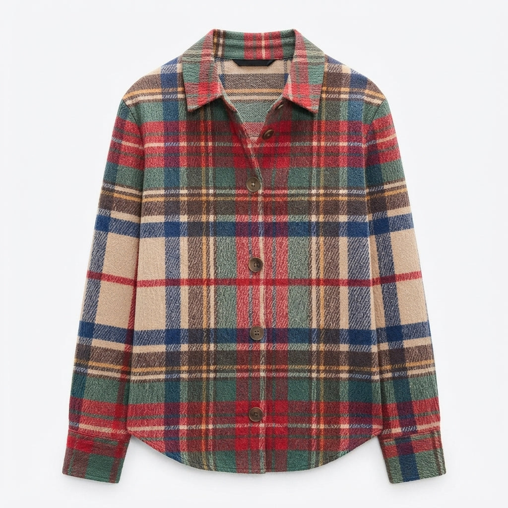 Margot Fielding | Checked Knit Blouse With Collar Detail