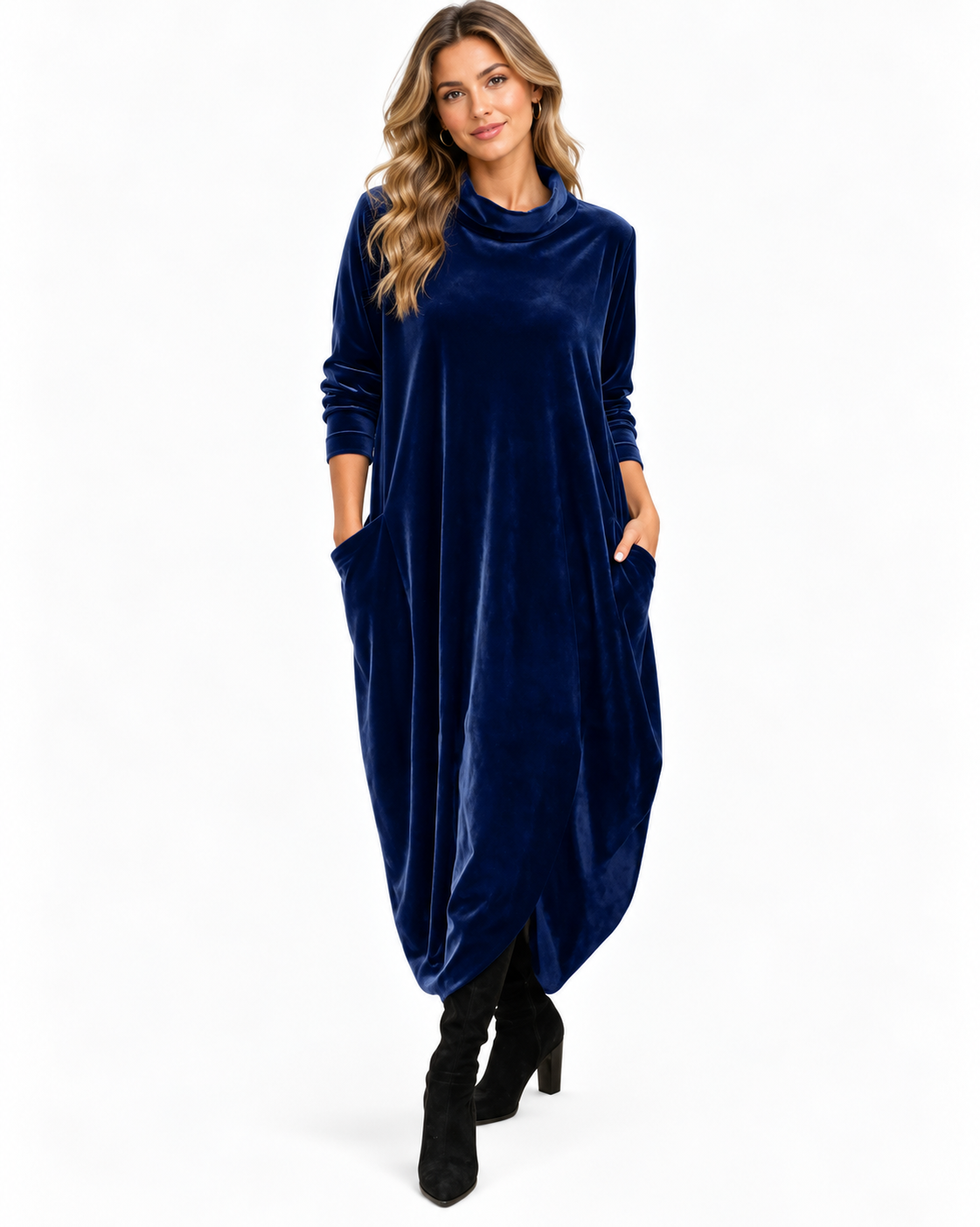 Margot Fontaine | Velvet Maxi Dress With Mock Neck