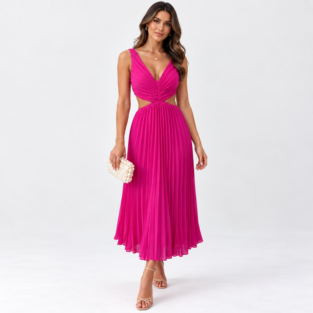 Marina Fletcher | Pleated Cutout Maxi Dress