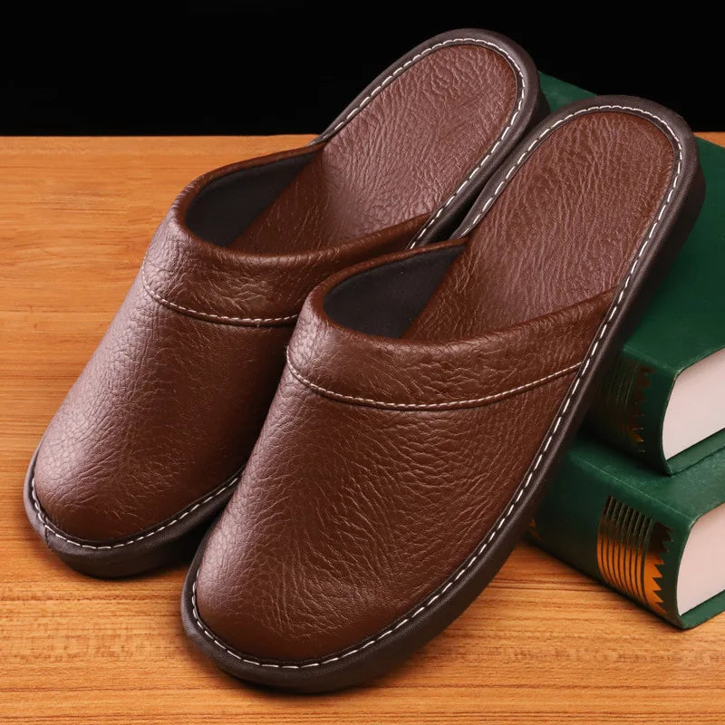 Percy Attwood | Brown Leather Slippers For Men