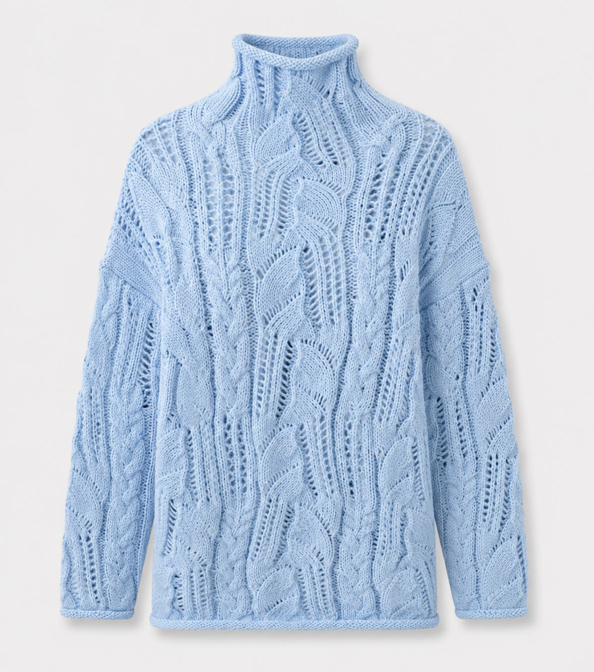 Millicent Roberts | Blue Cable-Knit Turtleneck Sweater
