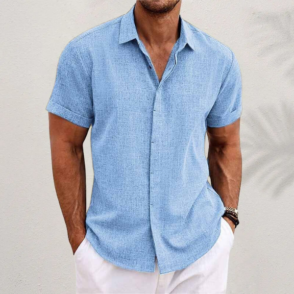 Luca Moretti | Premium Linen Blend Short Sleeve Shirt For Men