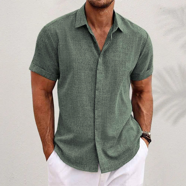 Luca Moretti | Premium Linen Blend Short Sleeve Shirt For Men