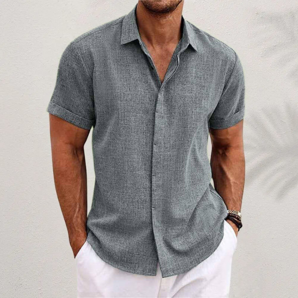 Luca Moretti | Premium Linen Blend Short Sleeve Shirt For Men