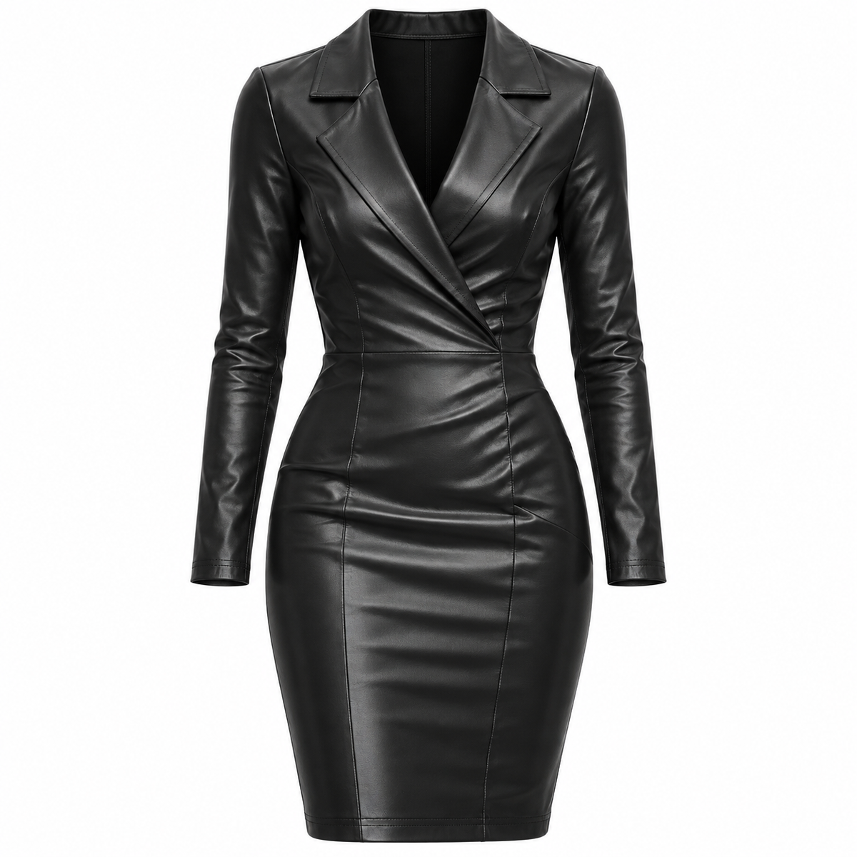 Odette Kingsley | Faux Leather Cocktail Dress With Collar