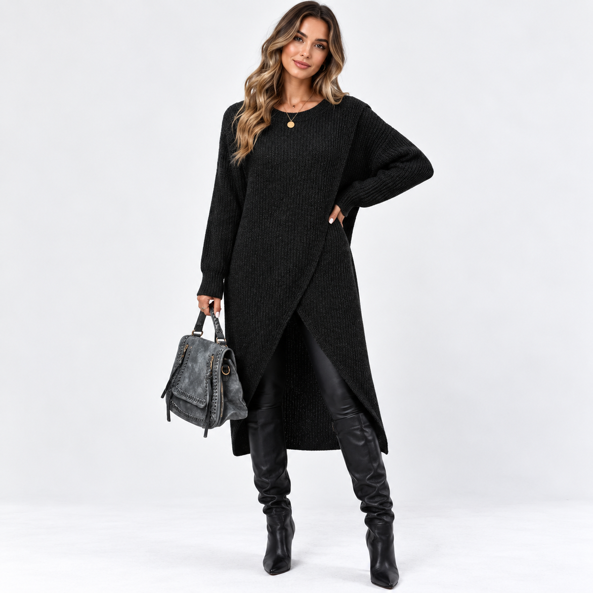 Odette Lambert | Wrap-Front Knit Jumper Dress