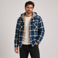 Oliver Wood | Plaid Hooded Shirt Jacket with Fleece Lining