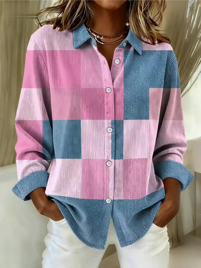 Genevieve Marlowe | Colour-Block Knitted Blouse With Contrast Collar
