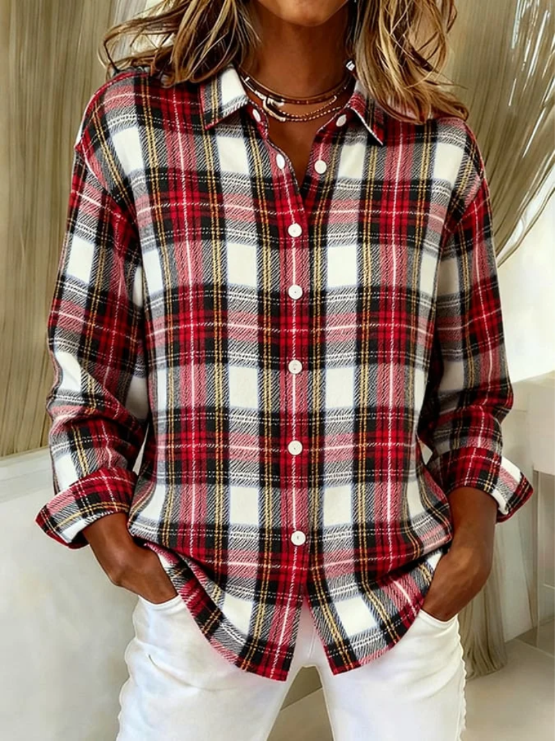 Felicity Marsh | Checked Flannel Blouse With Button Front