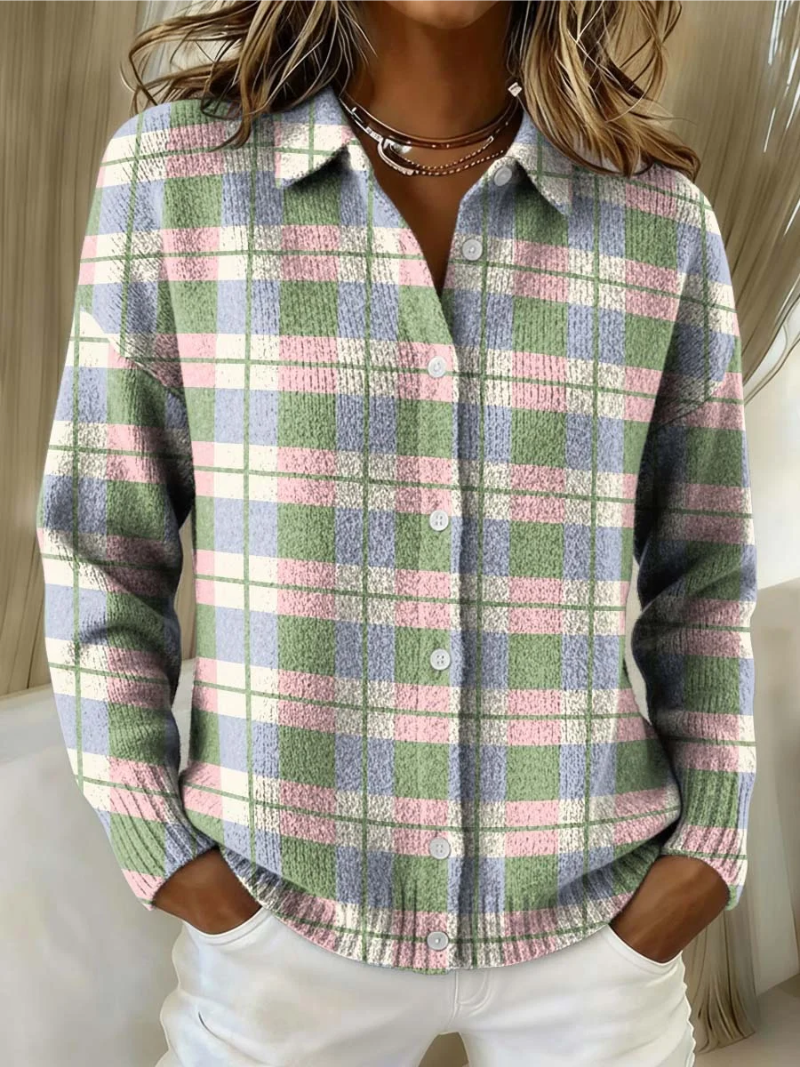 Eliza Pennington | Pastel Check Knit Blouse