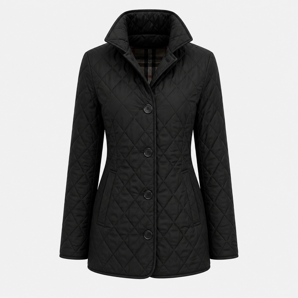 Phoebe Carter | Diamond Quilted Jacket with Turned-Down Collar