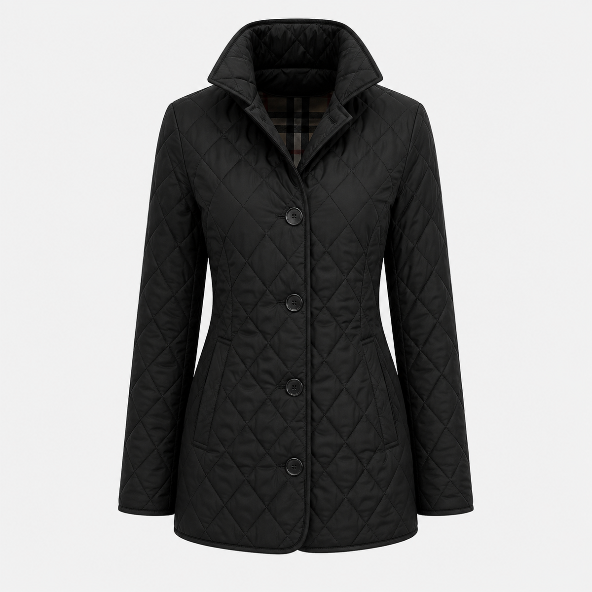 Phoebe Carter | Diamond Quilted Jacket with Turned-Down Collar