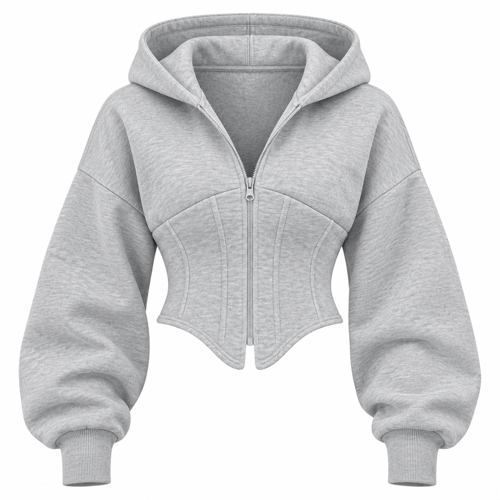 Poppy Fenchurch | White Cropped Corset Hoodie