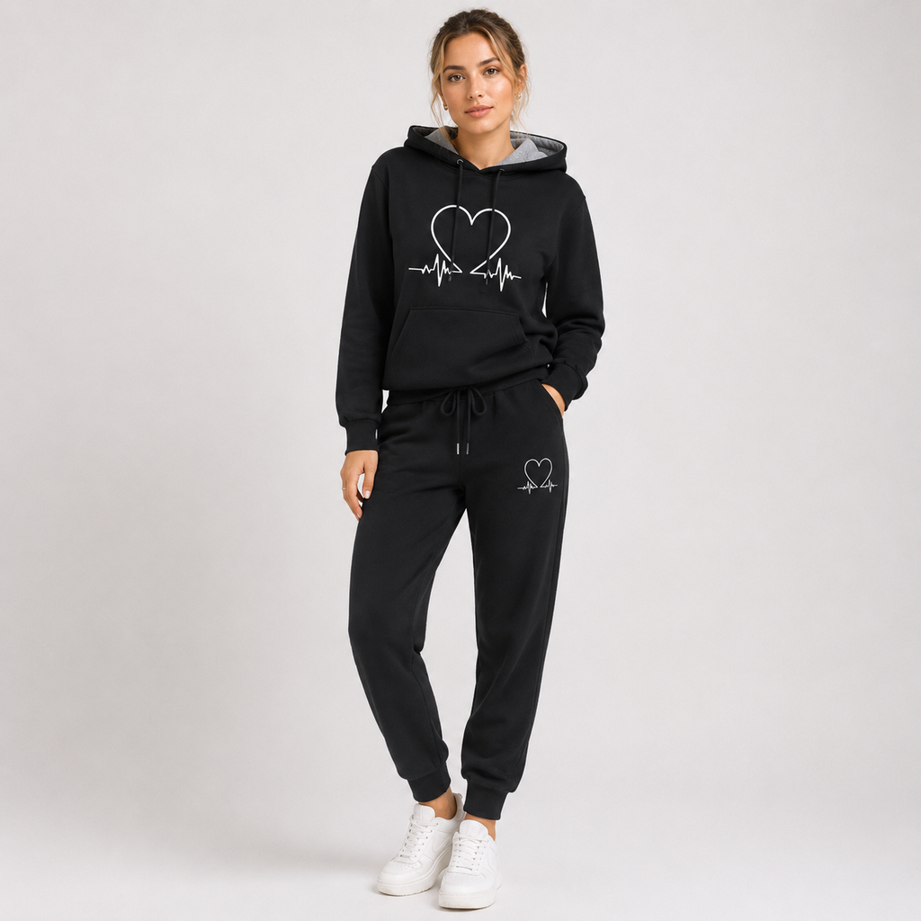 Poppy Wilson | Heart Print Hooded Tracksuit Set