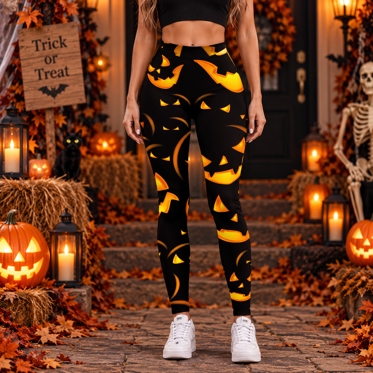 Marnie Ellacott | Pumpkin Print Leggings For Halloween