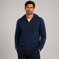 Rowan Smith | Navy Zip-Up Hooded Knit Cardigan