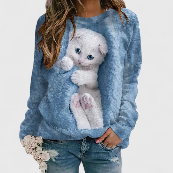 Amelia Faircloth | Cat Print Fleece Sweatshirt