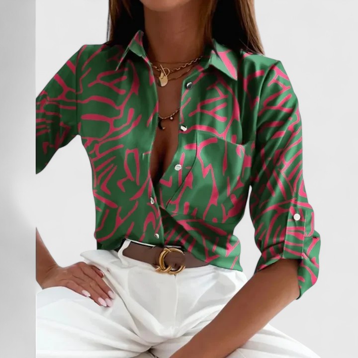 Harriet Osborne | Long-Sleeve Geometric Print Blouse