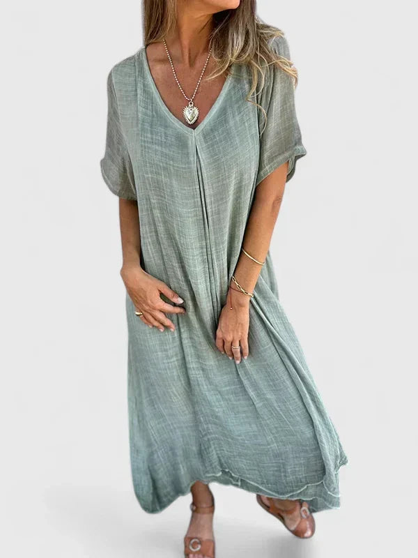 Genevieve Marchmont | Grey V-Neck Maxi Dress