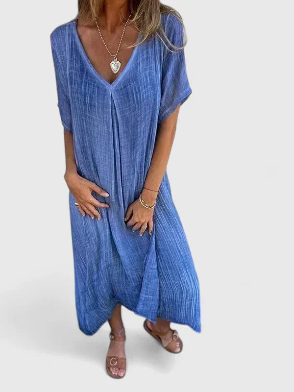Genevieve Marchmont | Grey V-Neck Maxi Dress