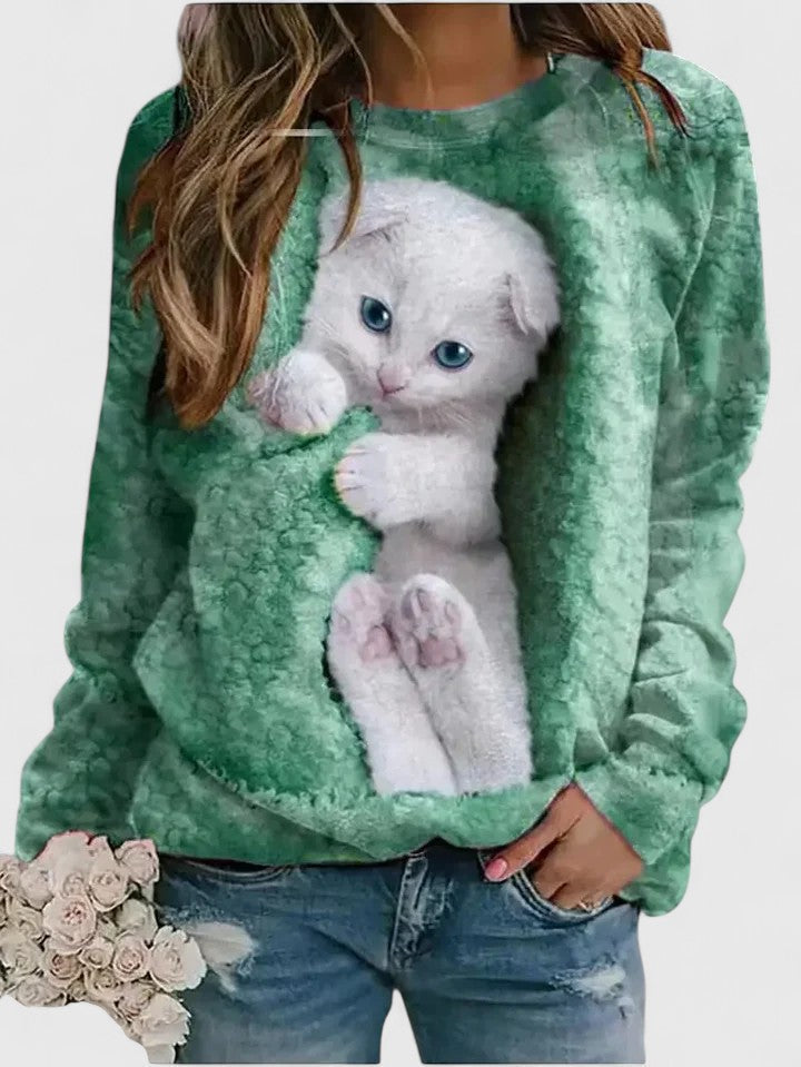 Amelia Faircloth | Cat Print Fleece Sweatshirt