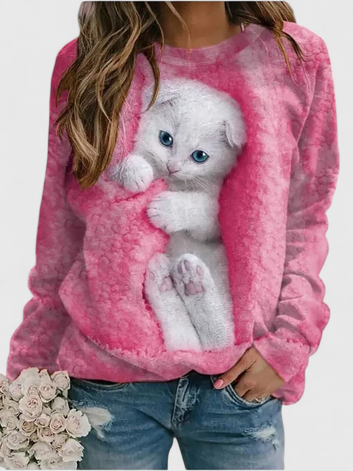 Amelia Faircloth | Cat Print Fleece Sweatshirt