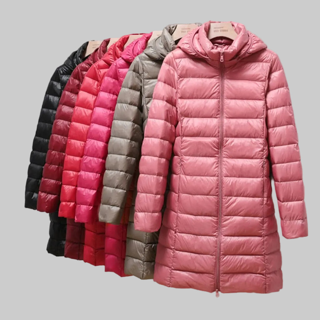 Women's Lightweight Long Hooded Quilted Coat
