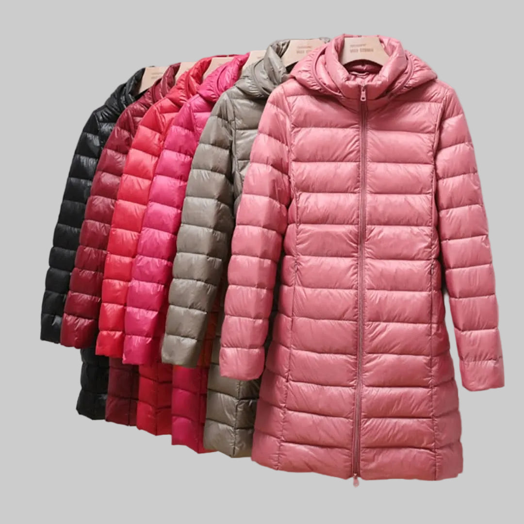Women's Lightweight Long Hooded Quilted Coat