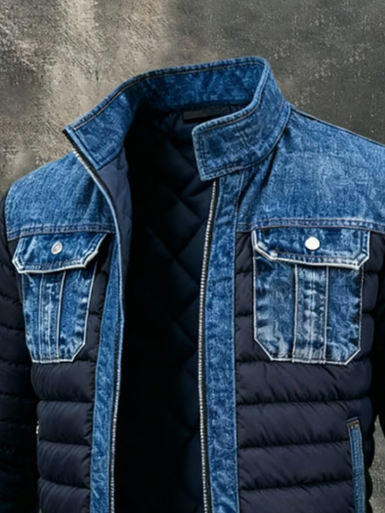 Men's Quilted Denim Hybrid Jacket