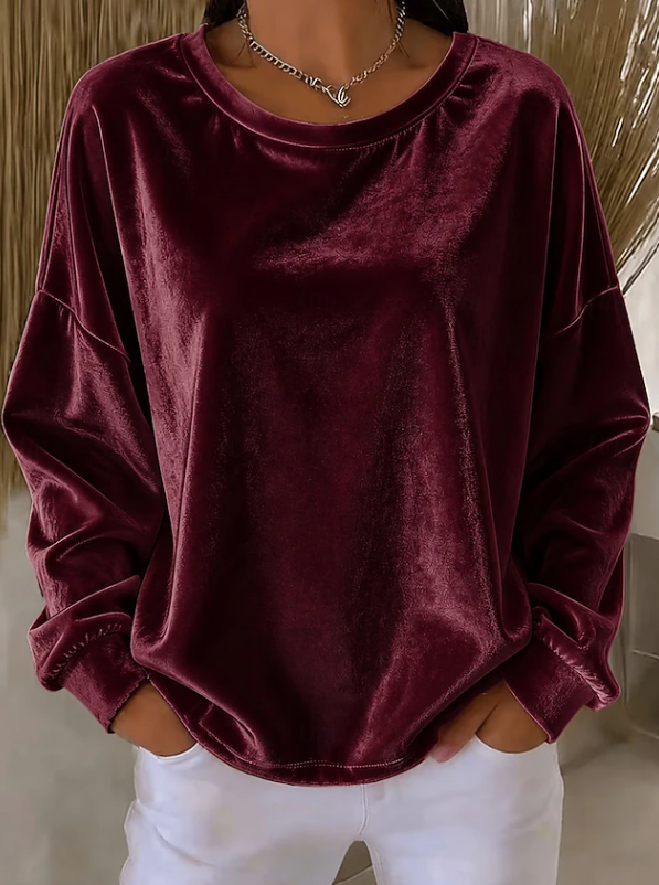 Orla Sheehan | Relaxed Long Sleeve Velvet Blouse
