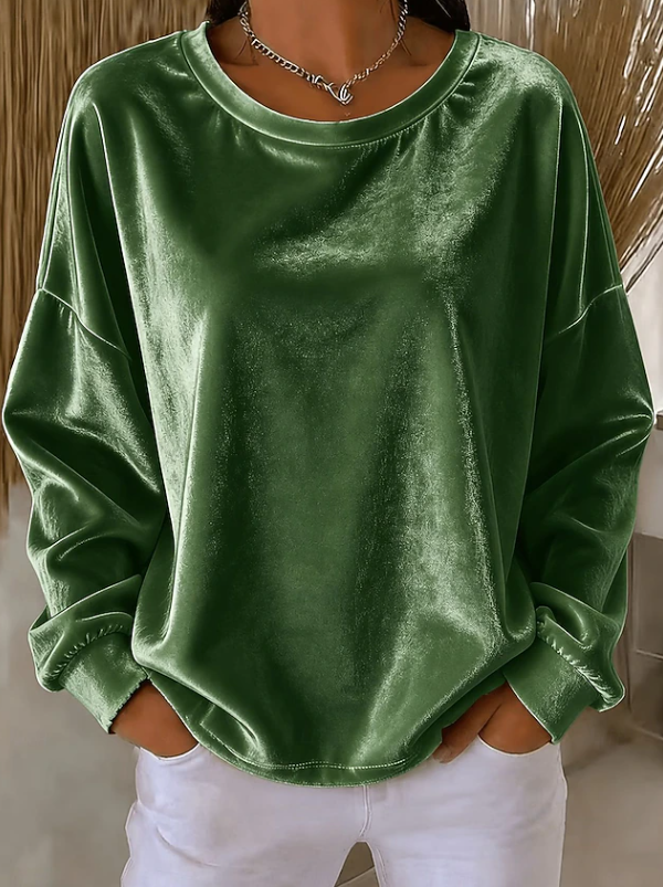 Orla Sheehan | Relaxed Long Sleeve Velvet Blouse