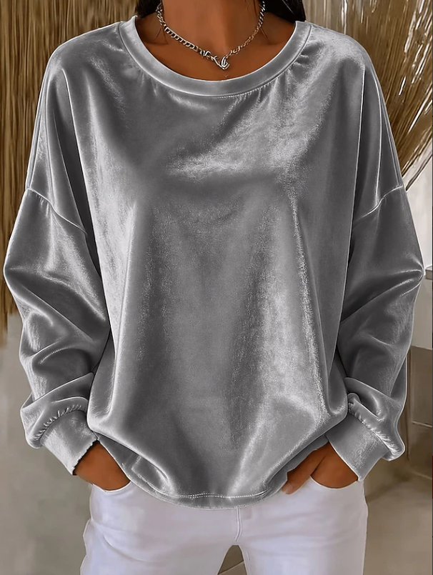 Orla Sheehan | Relaxed Long Sleeve Velvet Blouse