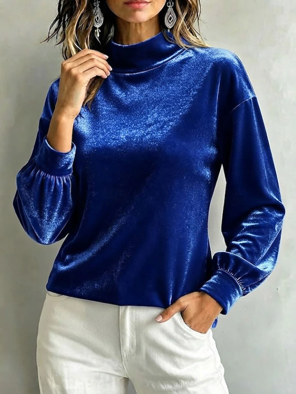 Genevieve Thackeray | Velvet High Neck Blouse for Women