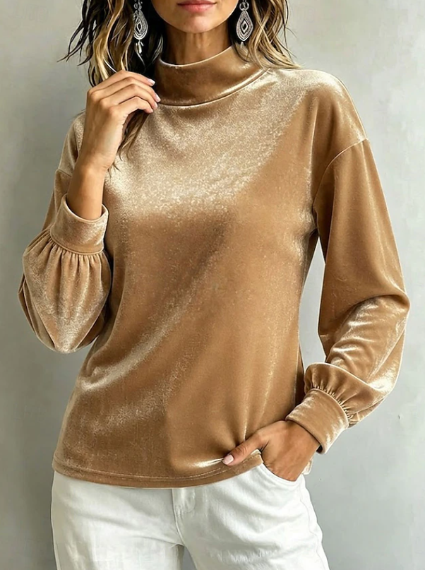 Genevieve Thackeray | Velvet High Neck Blouse for Women