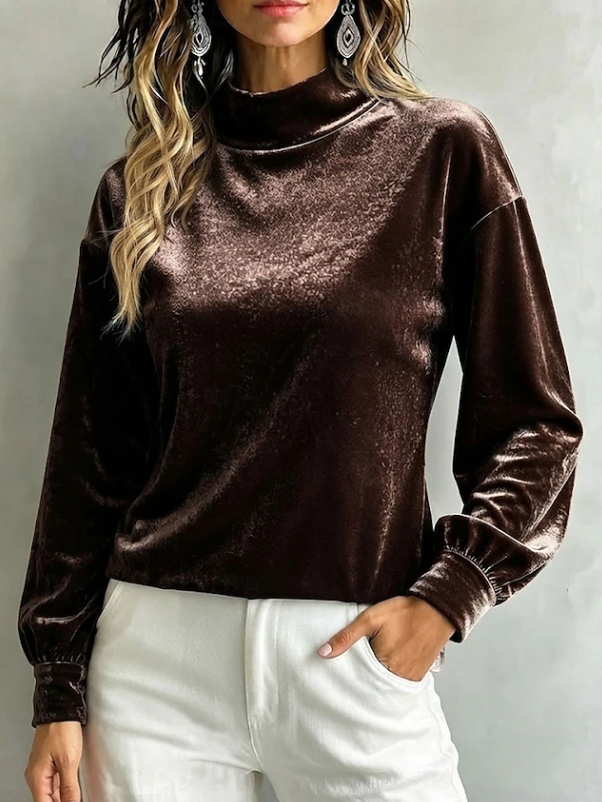 Genevieve Thackeray | Velvet High Neck Blouse for Women