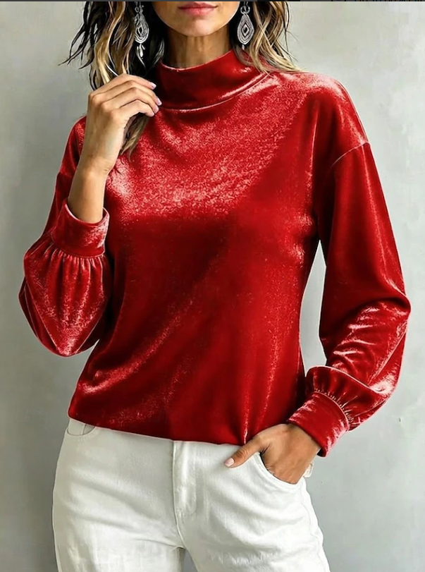 Genevieve Thackeray | Velvet High Neck Blouse for Women