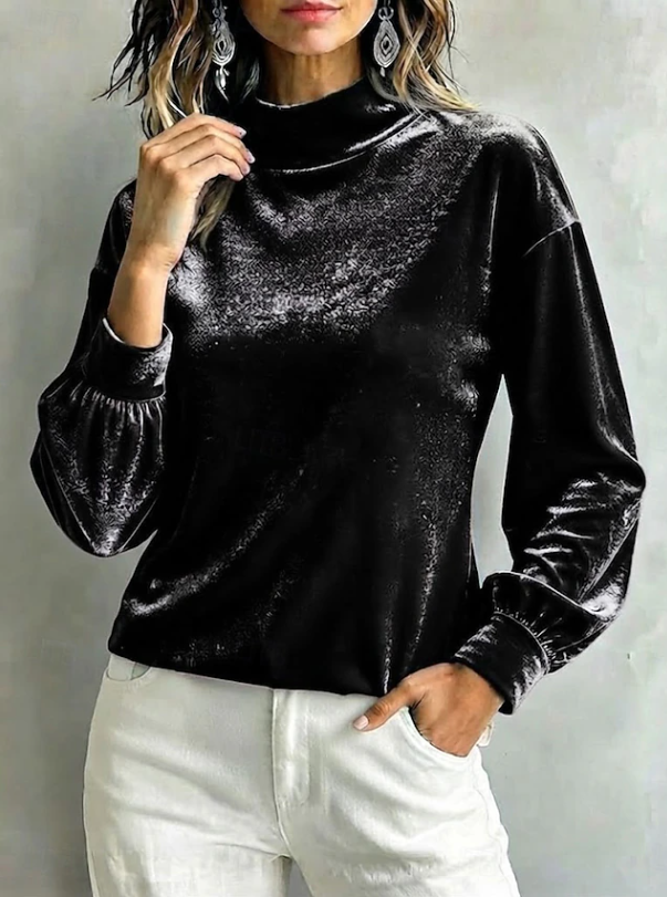 Genevieve Thackeray | Velvet High Neck Blouse for Women