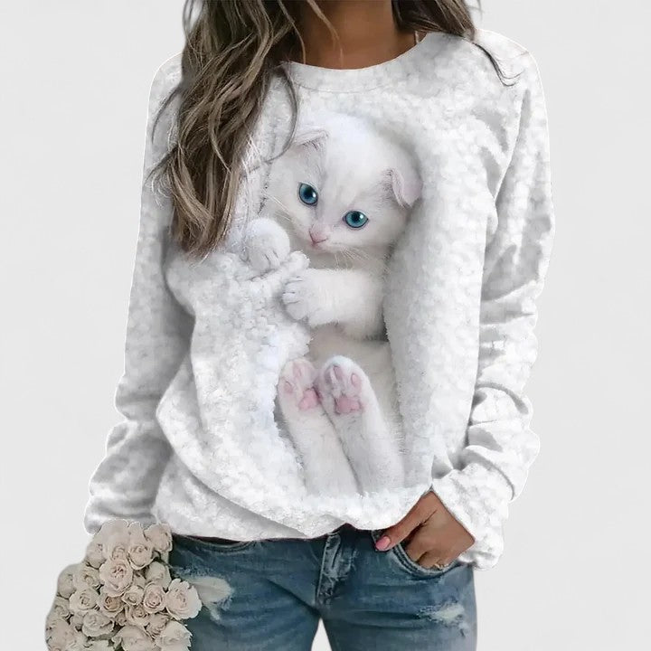 Amelia Faircloth | Cat Print Fleece Sweatshirt