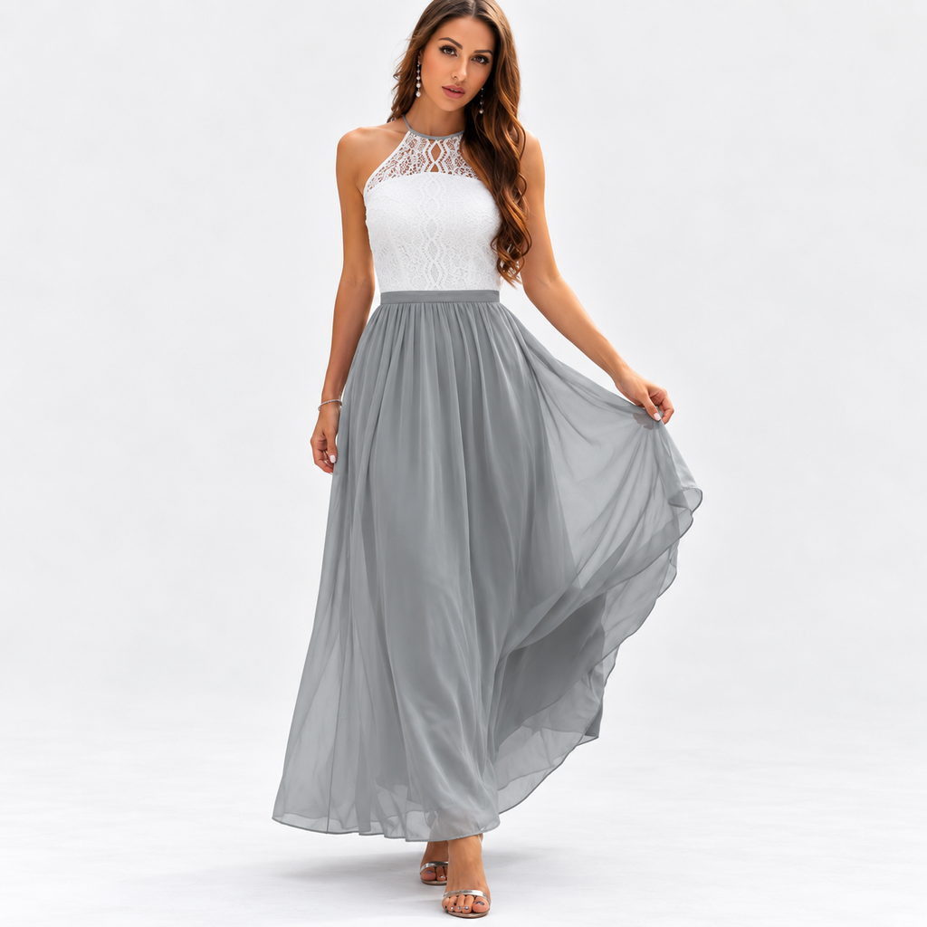 Eleanor Whitfield | Lace Halter Maxi Dress